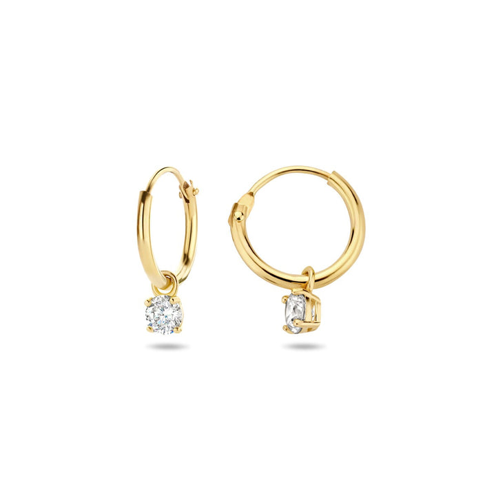 Gouden oorringen met zirkonia – 14k, chaton gezet