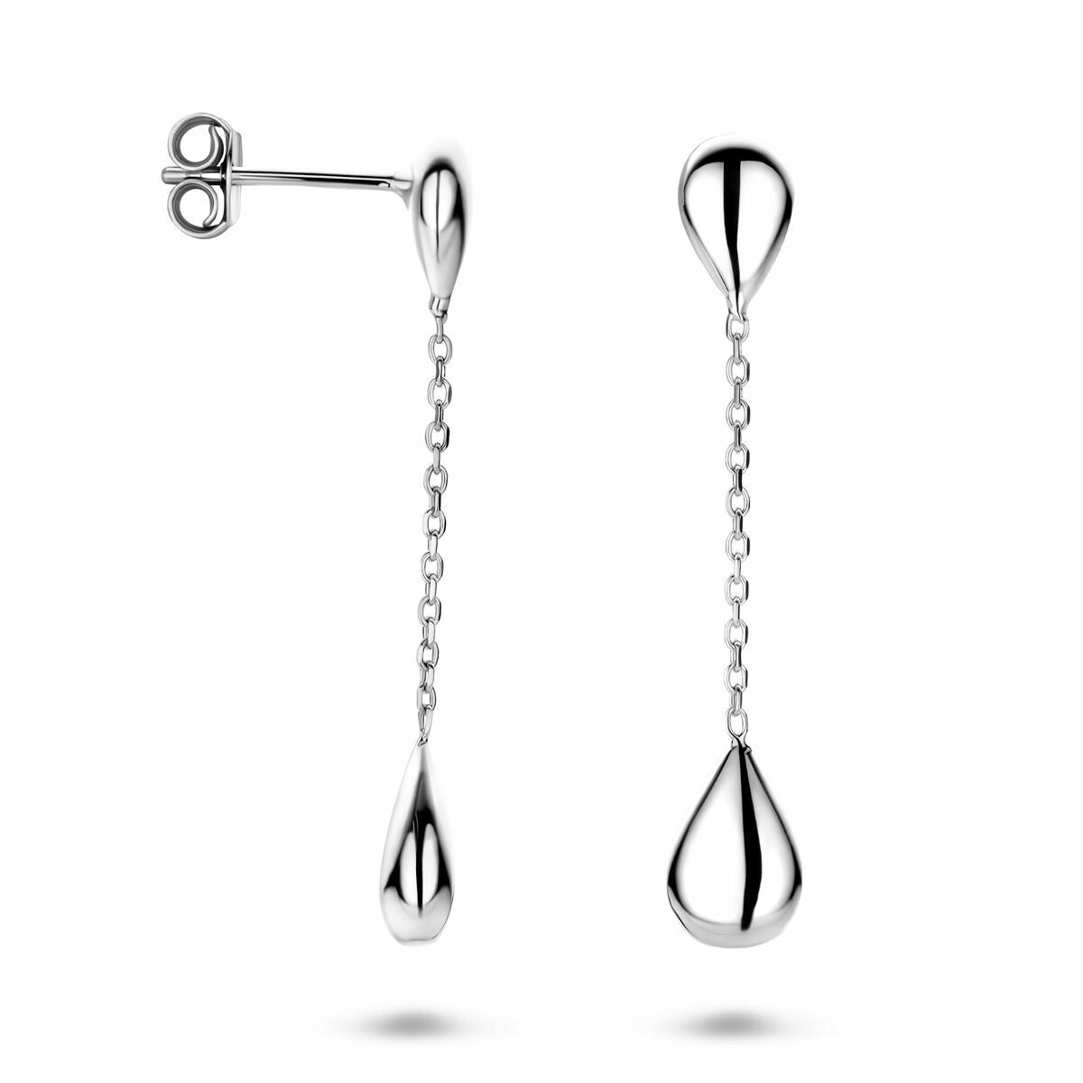Boucles d'oreilles en argent rhodiées en forme de goutte 36 mm