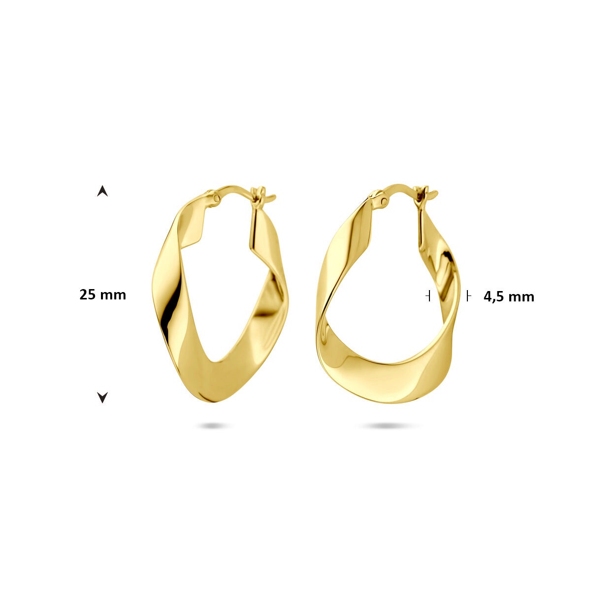 Créoles en argent plaqué or – argent 925 avec finition couleur or jaune 25 mm