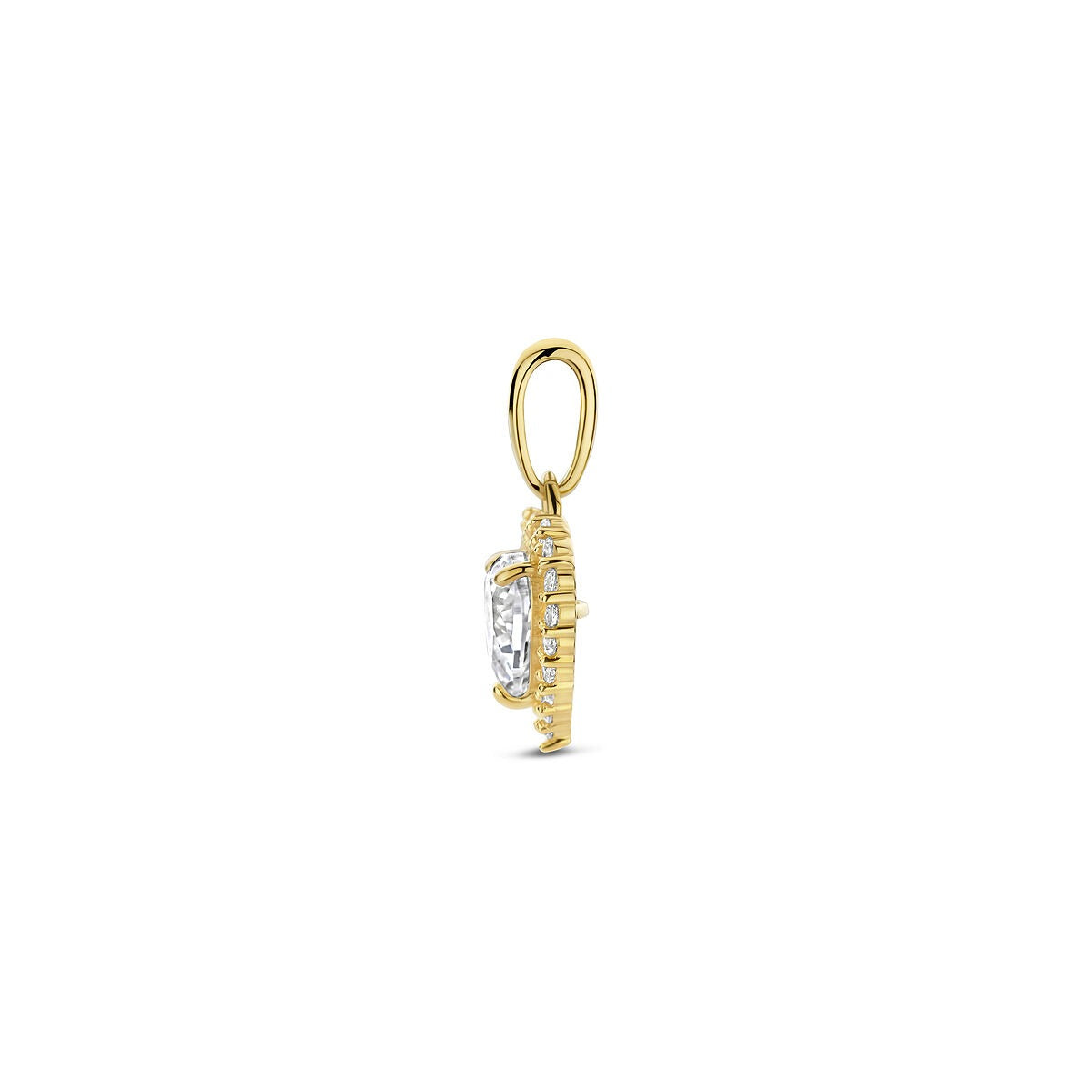 Pendentif en or avec cœur et zircone – 14k, sertissage entourage