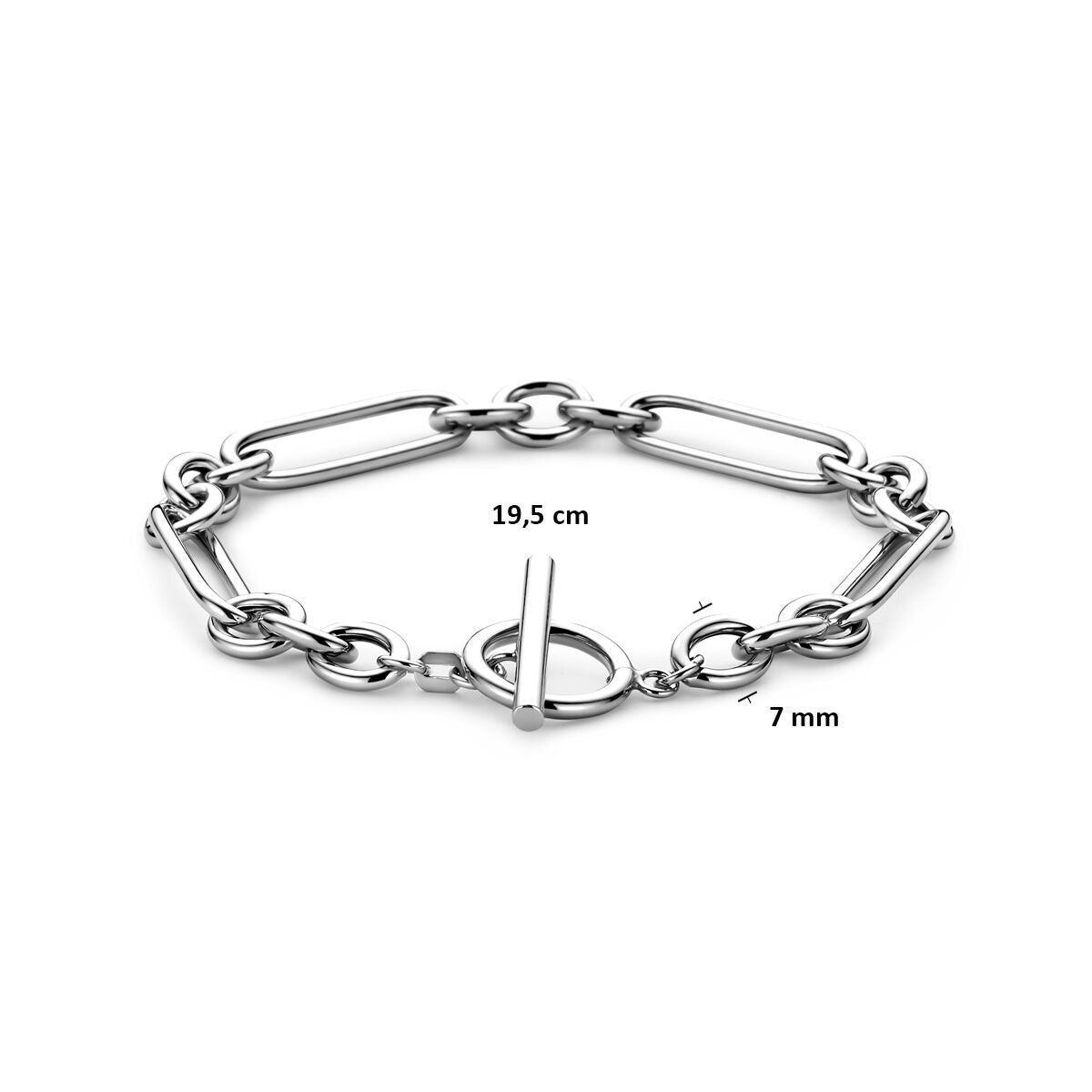 Bracelet en acier rhodié à maillons Ancre