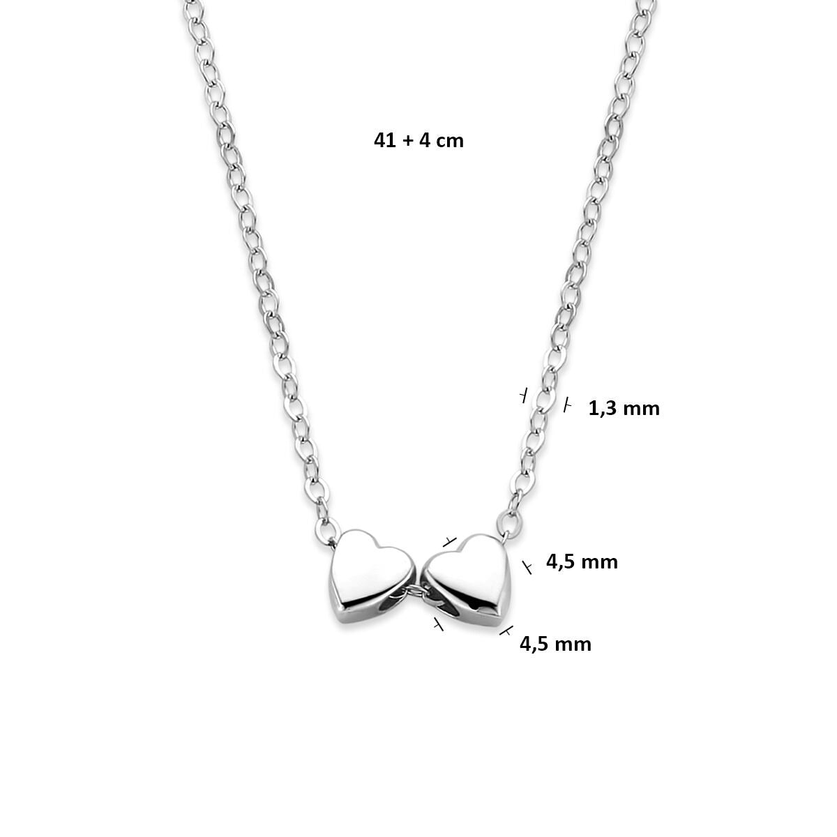 Collier en argent rhodié avec cœurs doubles