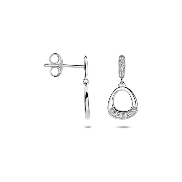 Gerhodineerd 925 zilveren oorhangers met zirkonia