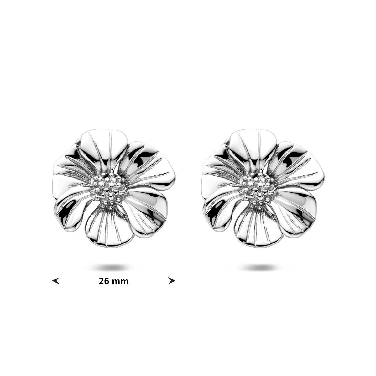 Boucles d'oreilles pour femme en forme de fleur - argentées 26 mm