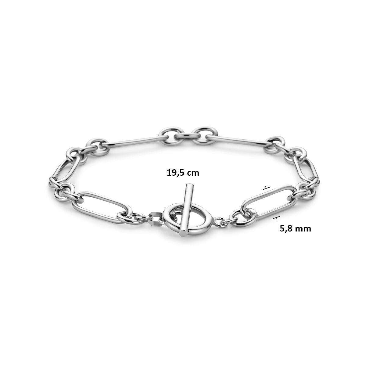 Bracelet en acier rhodié à mailles ancre