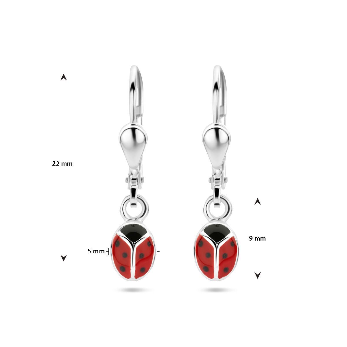 Boucles d'oreilles coccinelle en argent – bijou ludique pour enfant en argent 925