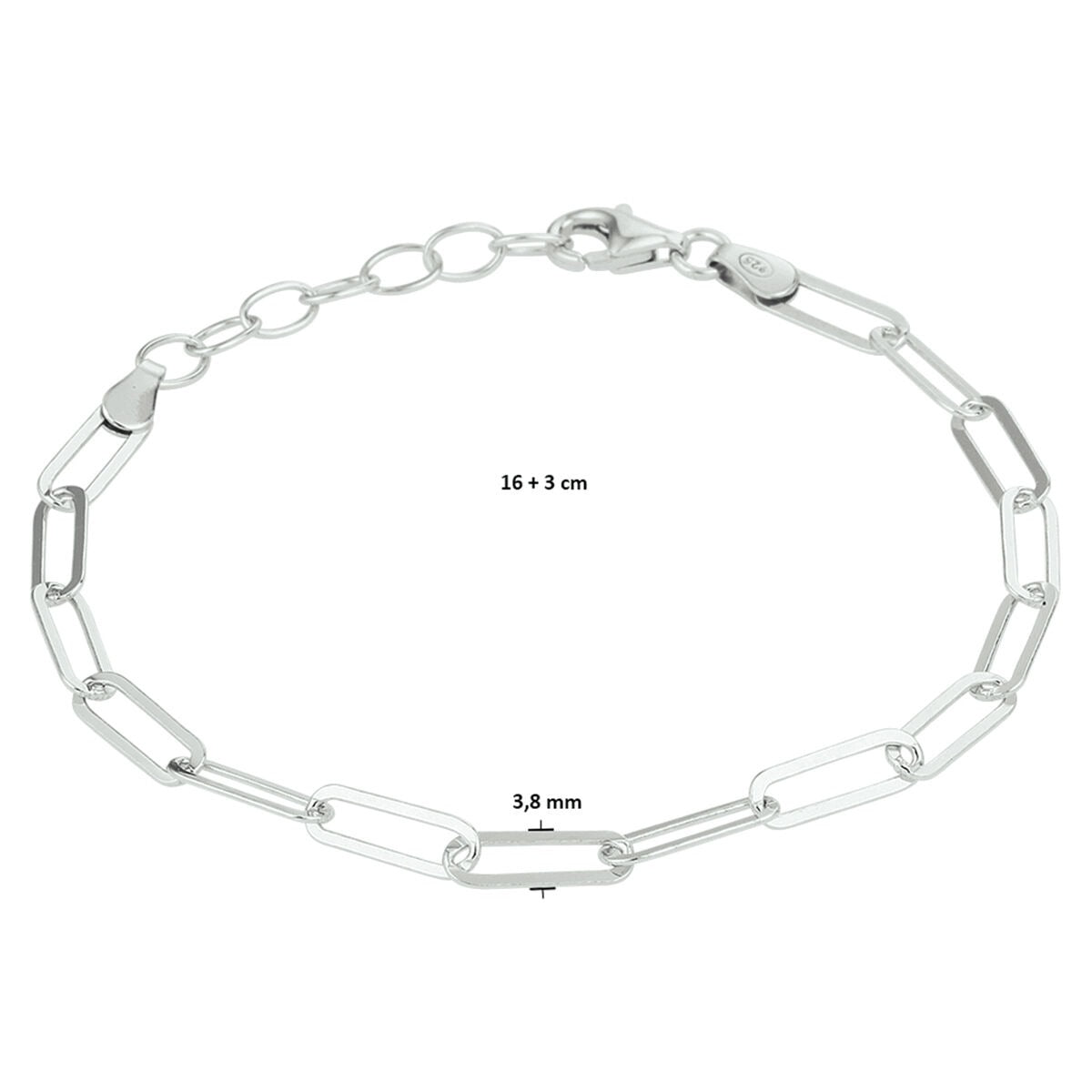 Bracelet en argent en forme de trombone – rhodié 925