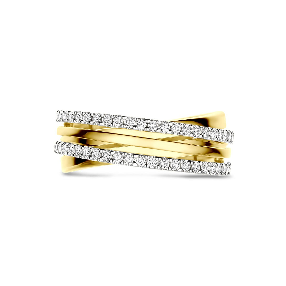 Bague en or 14k bicolore avec diamants en sertissage pavé