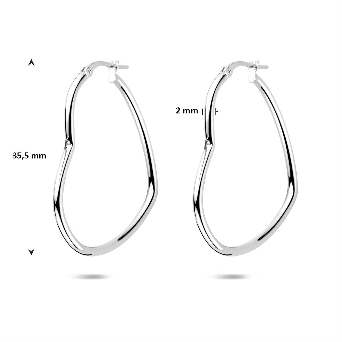 Créoles en argent en forme de cœur – rhodié argent 925