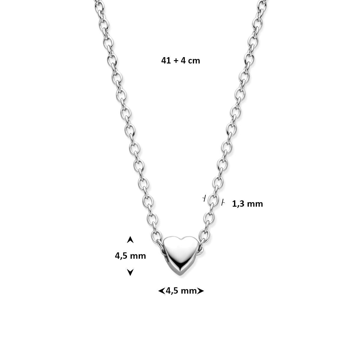 Collier en argent rhodié avec cœur