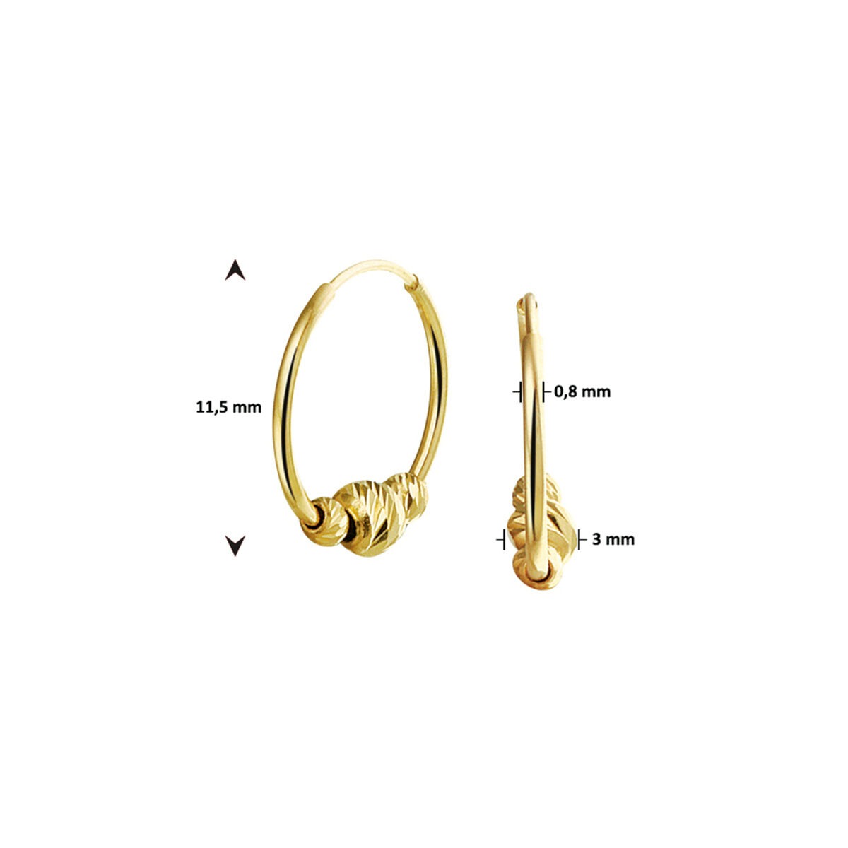 Créoles en or avec des billes – 14k