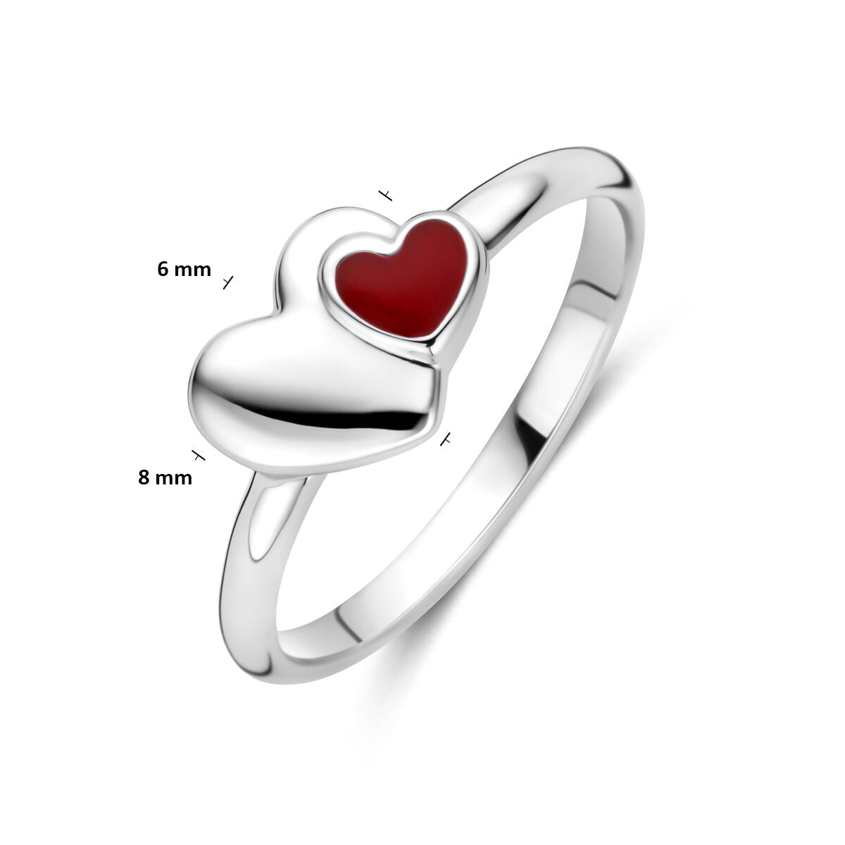 Bague pour enfant en argent avec cœur rouge – rhodié argent 925