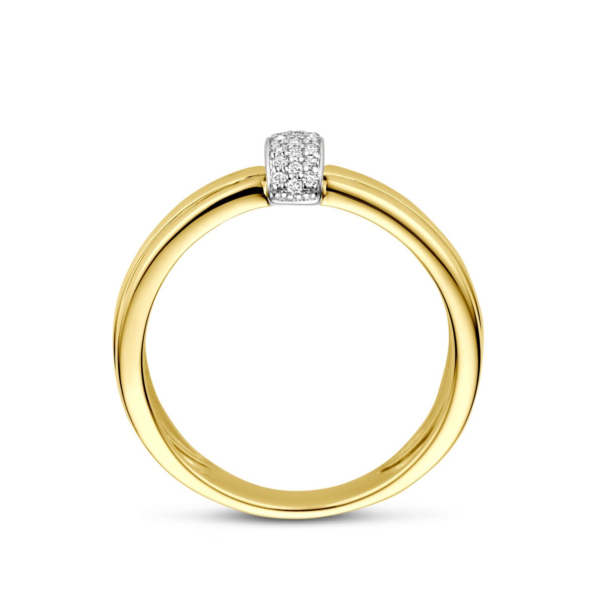 Bague bicolore – or jaune et or blanc 14k avec diamant, 7 mm de large