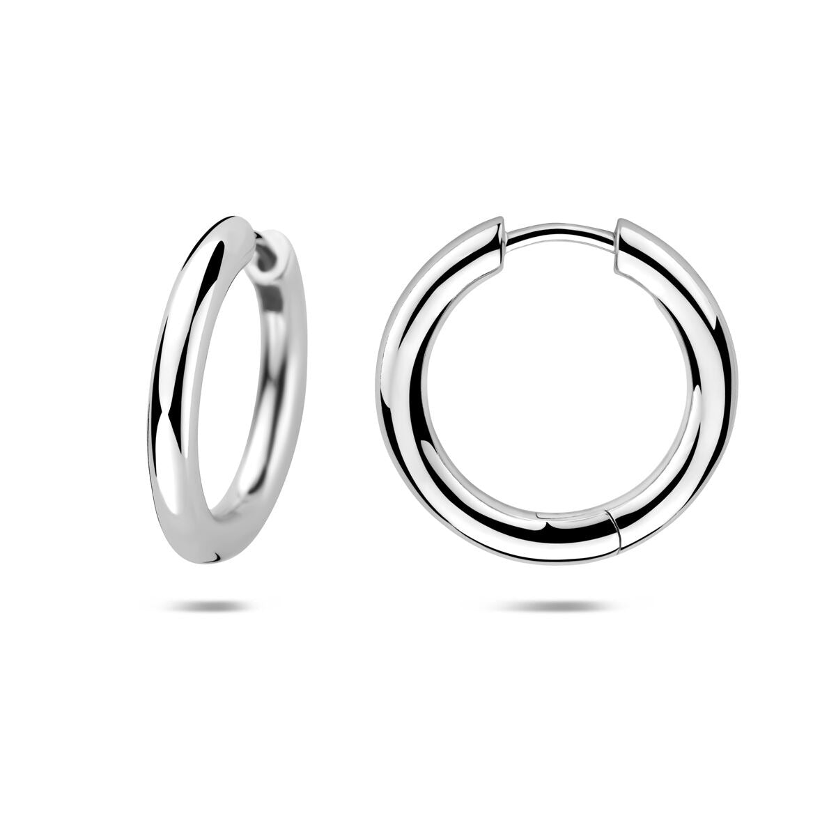 Boucles d'oreilles créoles en argent rhodiées – boucles d'oreilles pour femme fines avec finition raffinée