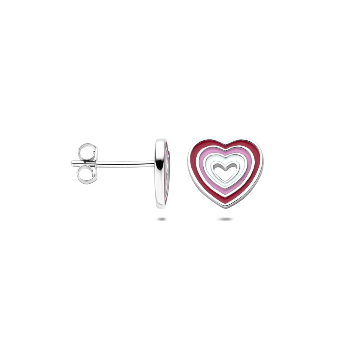 Puces d'oreilles en argent en forme de cœur – rhodié bijou pour enfant 9 mm
