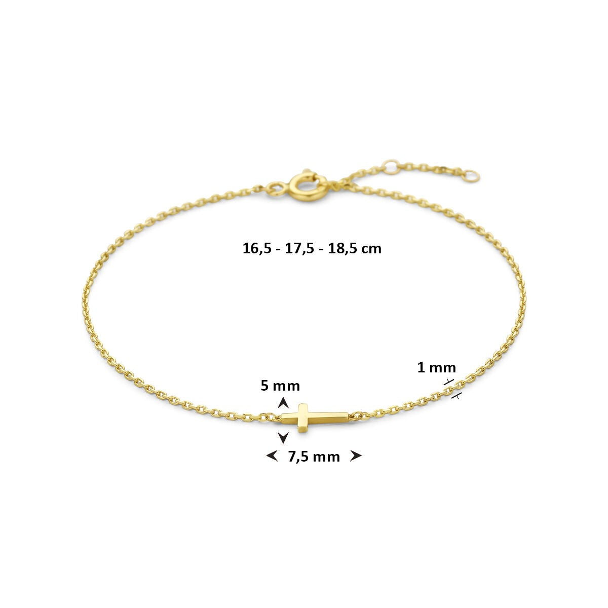 Bracelet en or jaune 14k avec croix