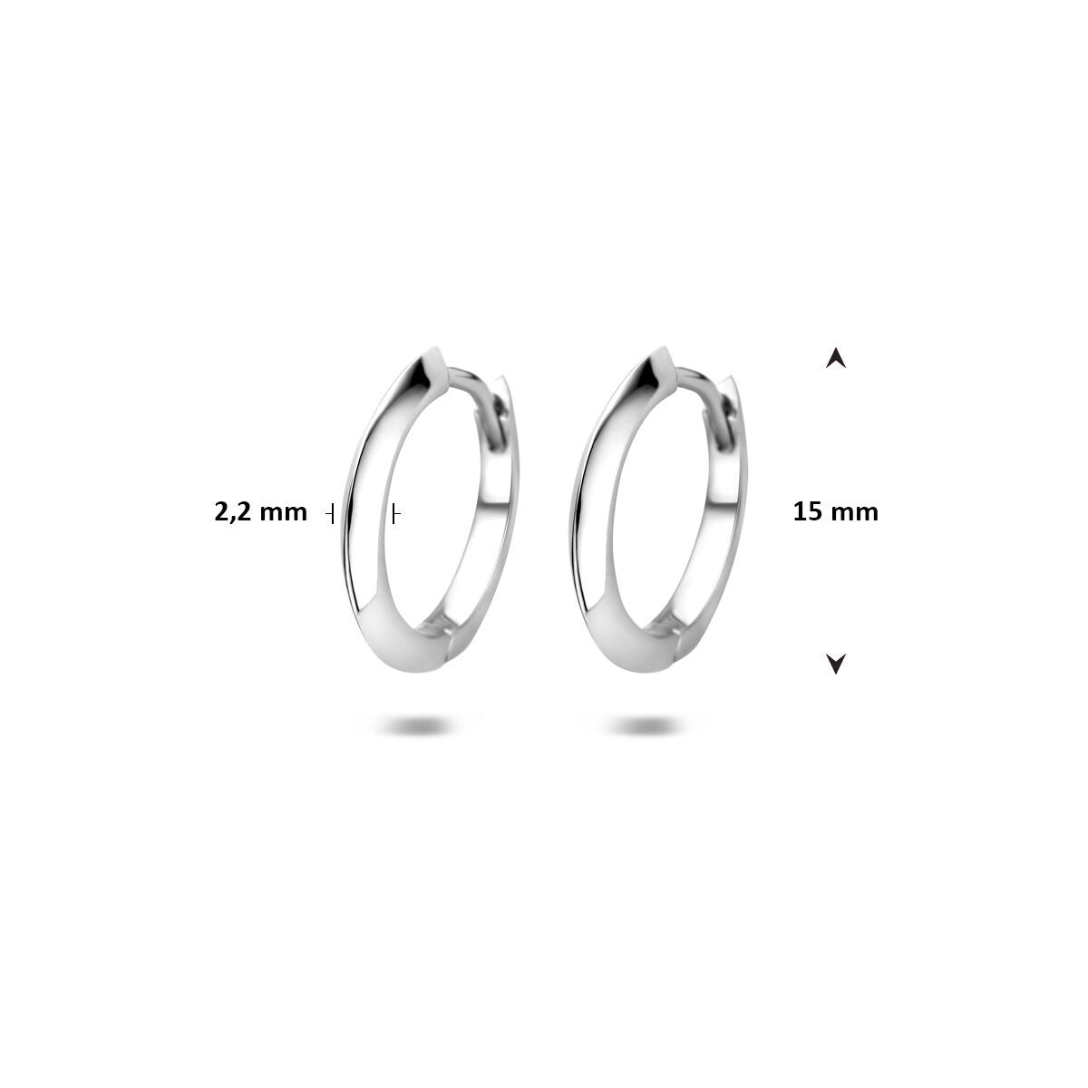 Créoles rhodiées en argent pour femme 15 mm