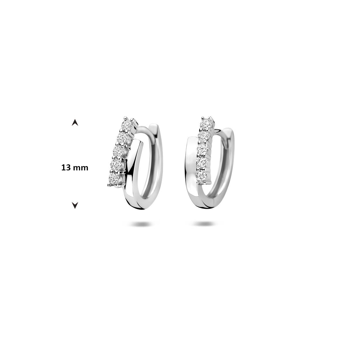 Boucles d'oreilles créoles en argent avec zircone – rhodié argent 13 mm