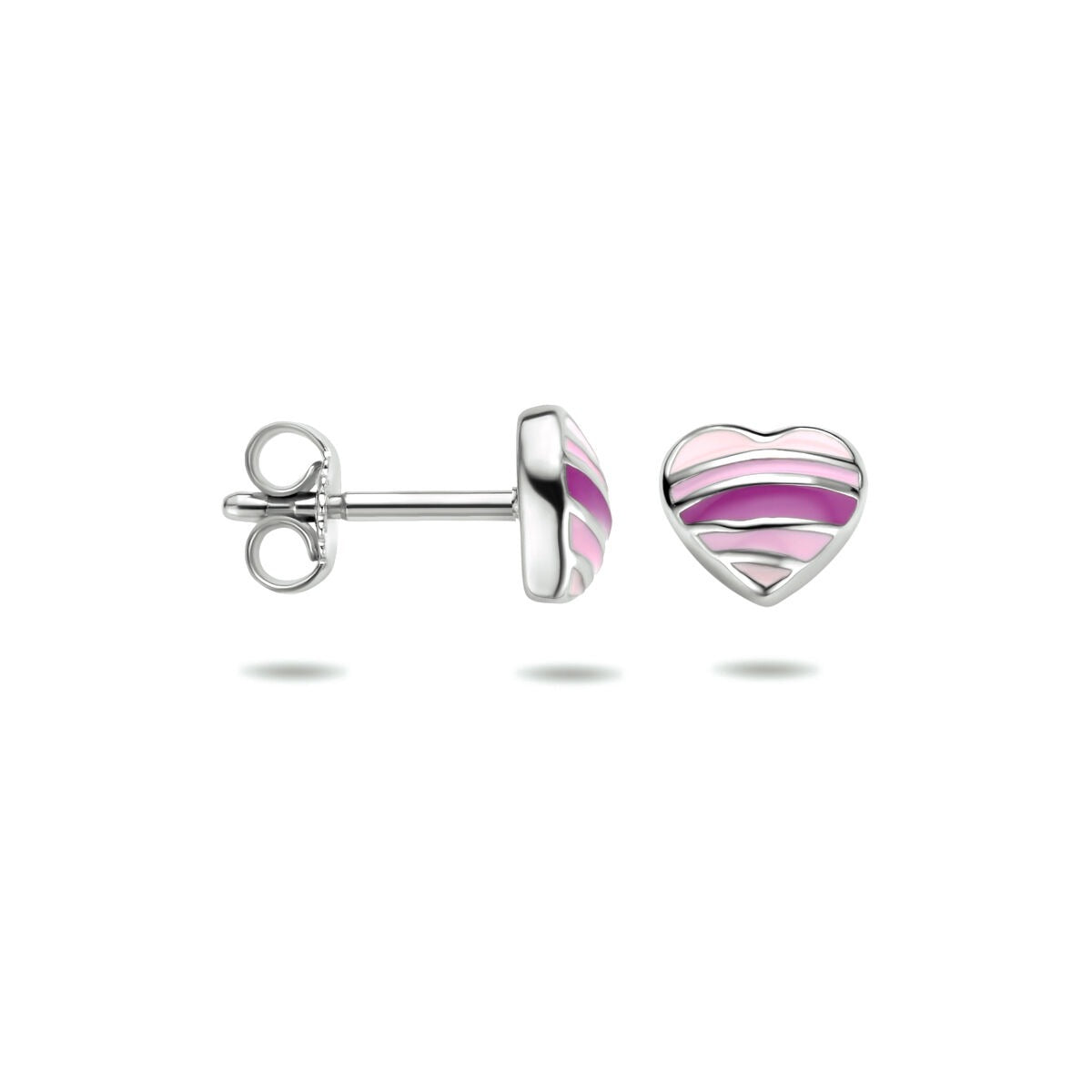 Puces d'oreilles en Argent Rhodié en Forme de Cœur