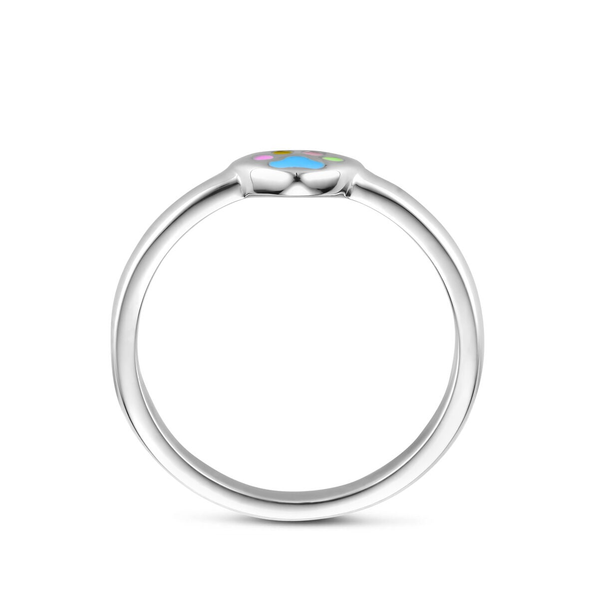Bague pour enfant en argent en forme de cœur avec empreintes de pattes de chien – rhodiée argent 925