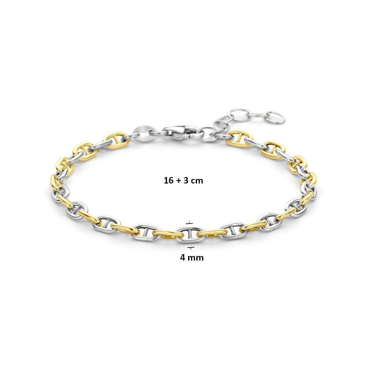 Bracelet en argent 925 plaqué or et rhodié marine