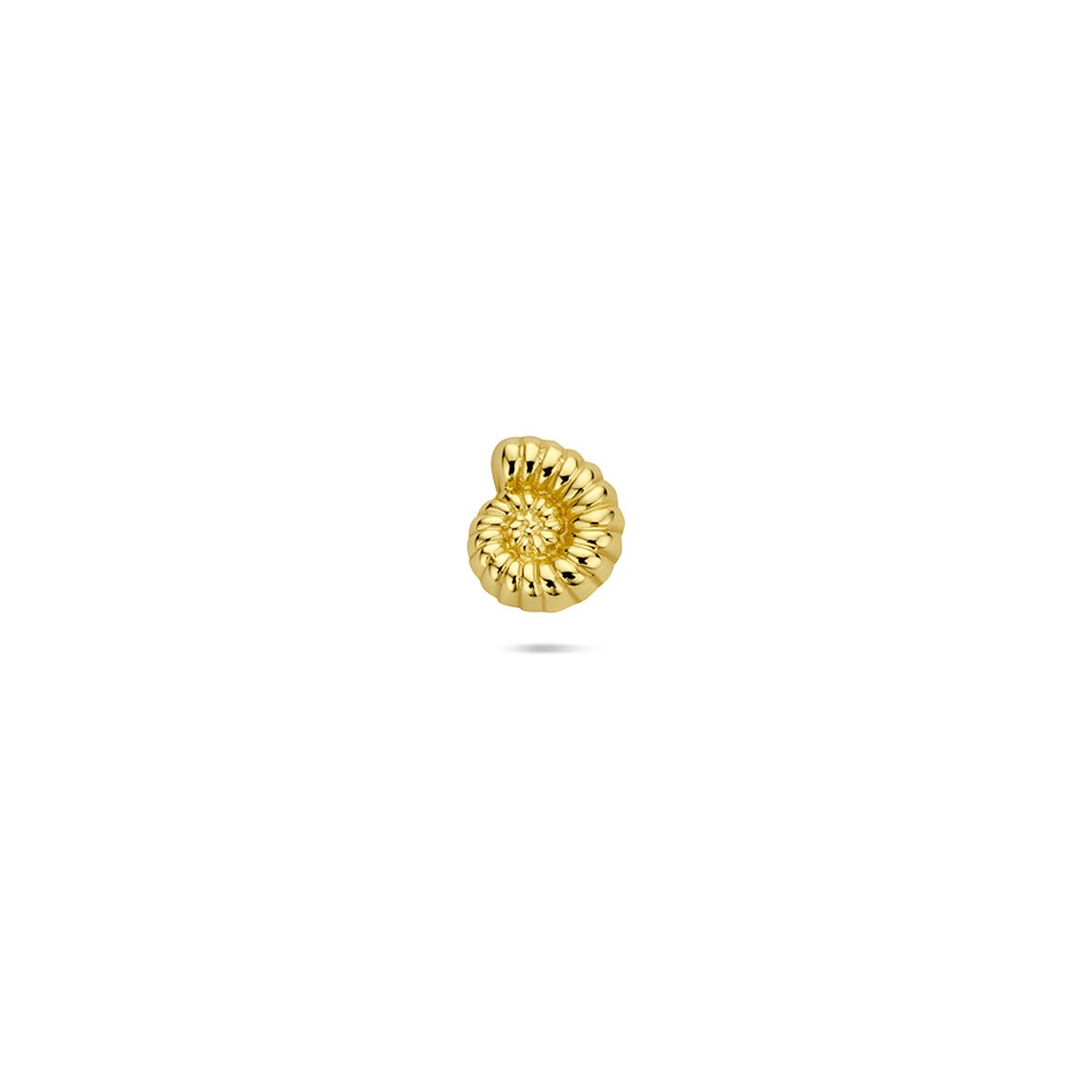 Piercing en forme de coquillage nautilus en argent 925 doré, finition lisse et détails en spirale.