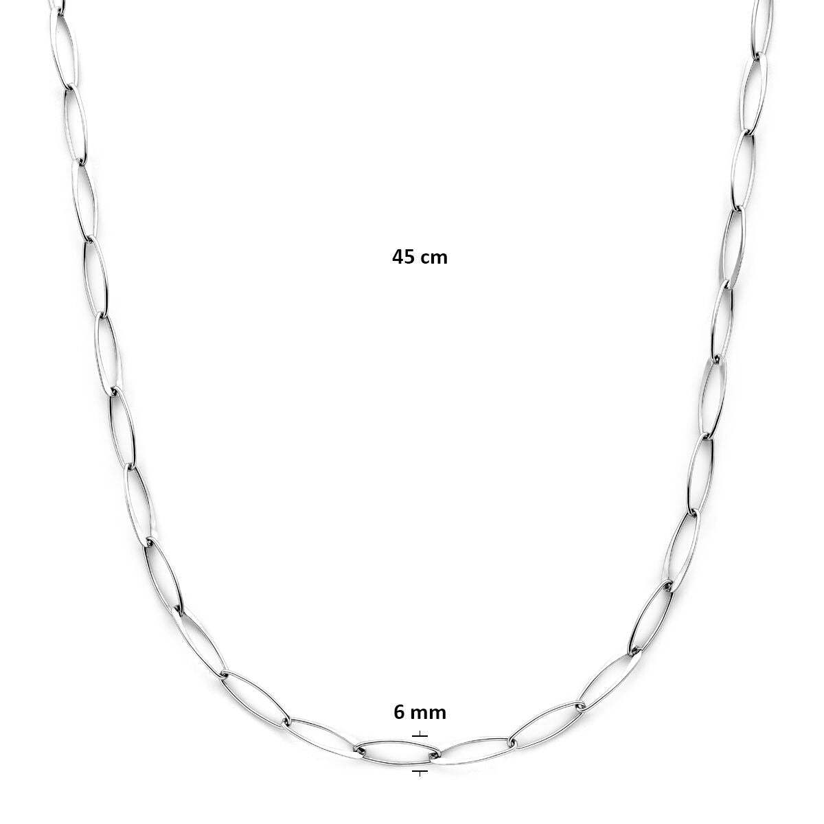 collier ancre 6 mm 45 cm argent rhodié 6 mm 45 cm