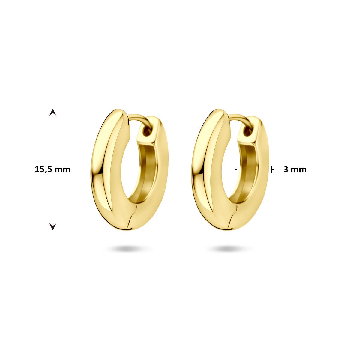 Créoles en argent plaqué or – argent 925 avec plaquage couleur or jaune 15,5 mm