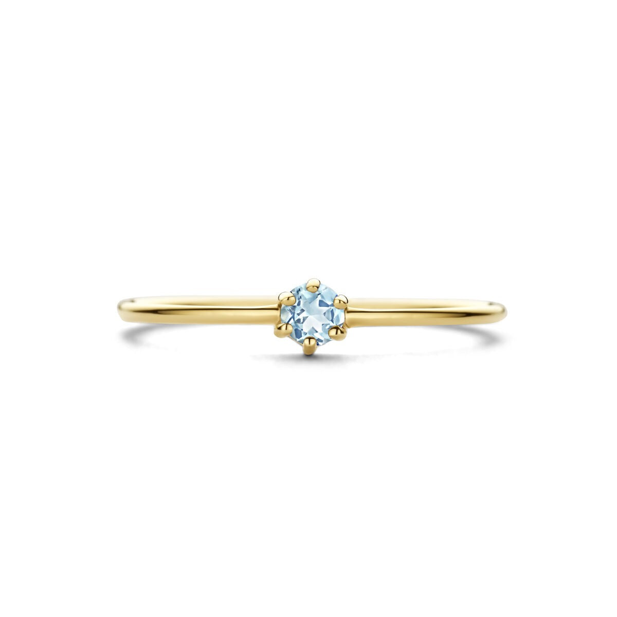 bague en or jaune 14k avec aquamarine – taillé en brillant