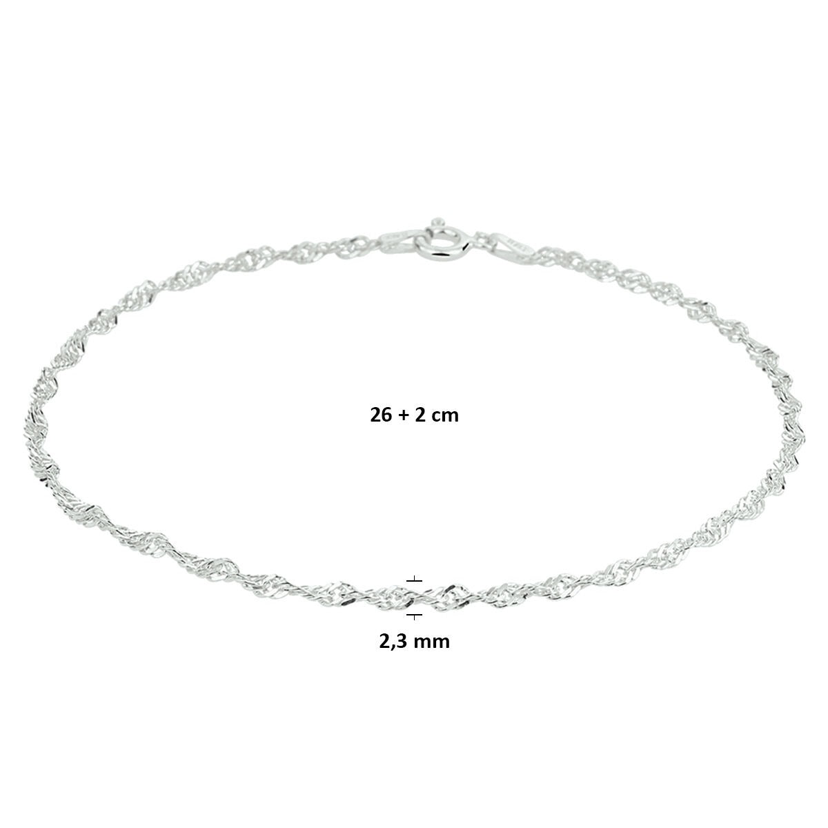 Bracelet de cheville en argent avec maille Singapore – détail estival élégant