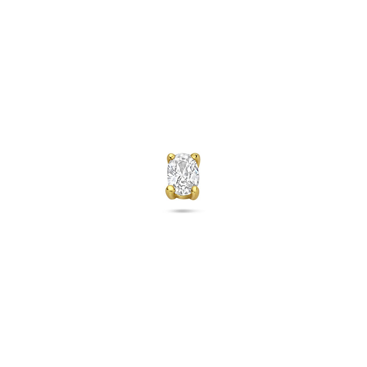 Piercing en argent 925 avec zircone ovale, finition dorée et dos plat.