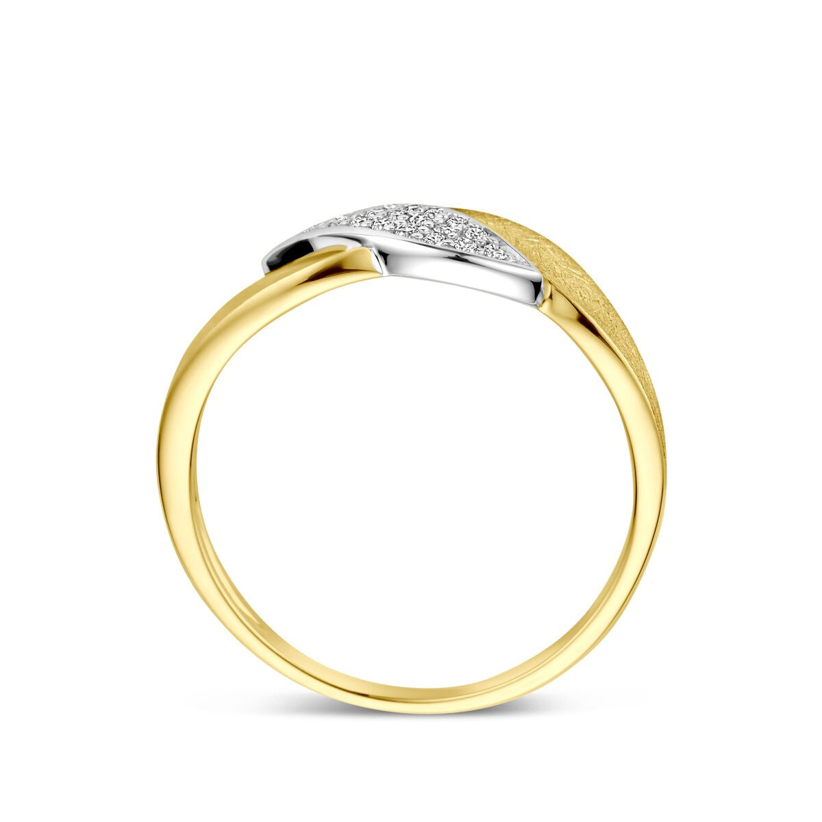 bague poli/mat diamant 0.08ct h si or bicolore jaune/blanc 14K