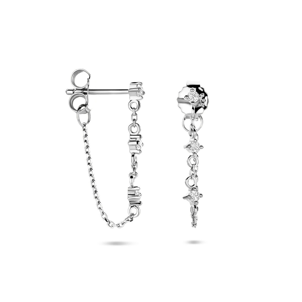 Boucles d'oreilles en argent rhodié avec zircone – finesse scintillante