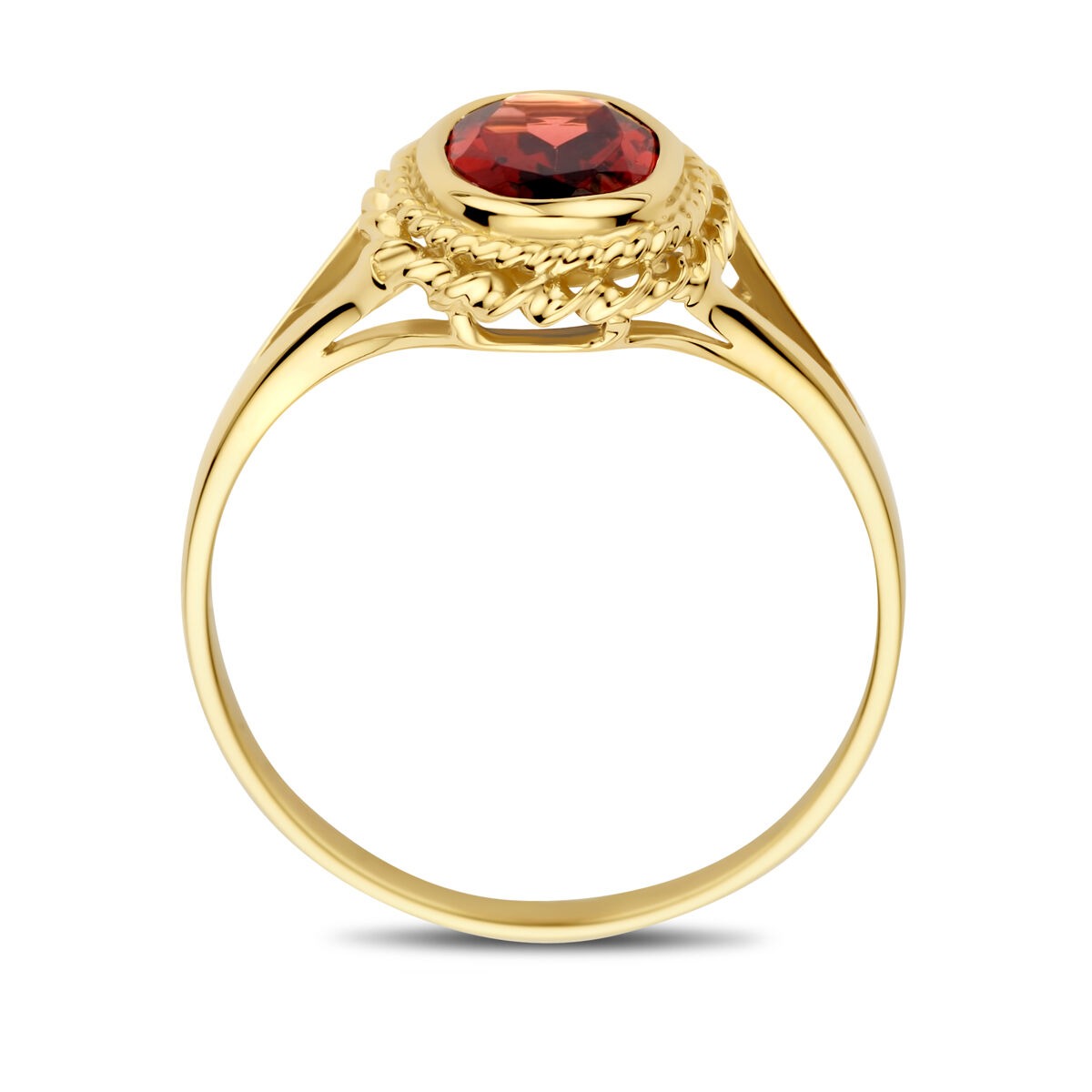 Bague en or jaune 14k avec grenat