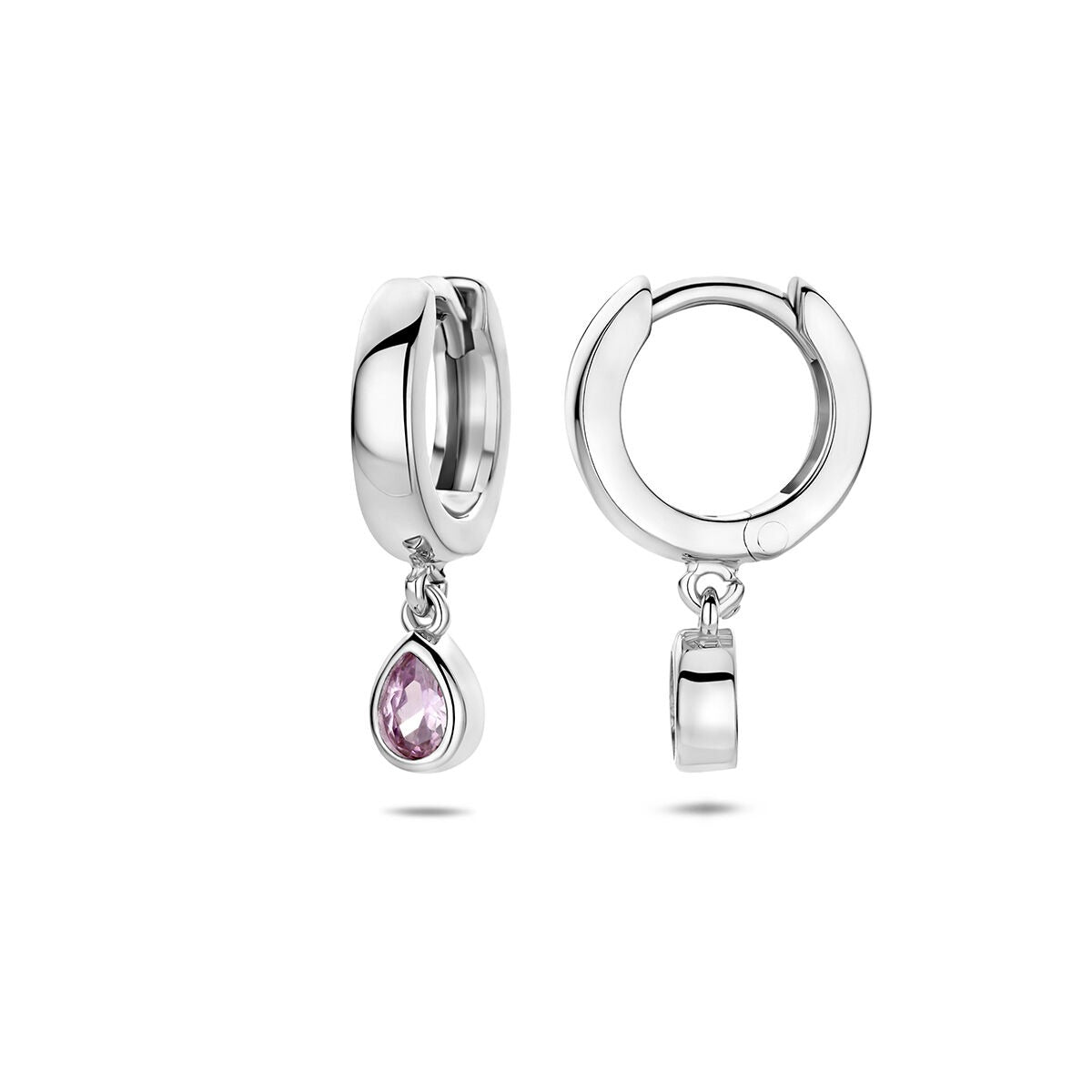 Créoles rhodiées en argent 925 avec zircone rose