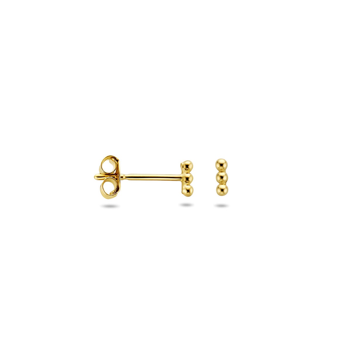 Puces d'oreilles en or avec 3 billes – 14k