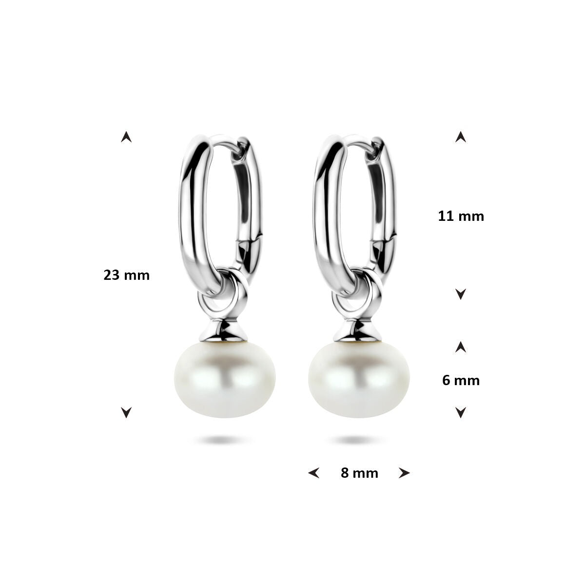 Créoles en argent avec perle 925 rhodiées – 23 mm