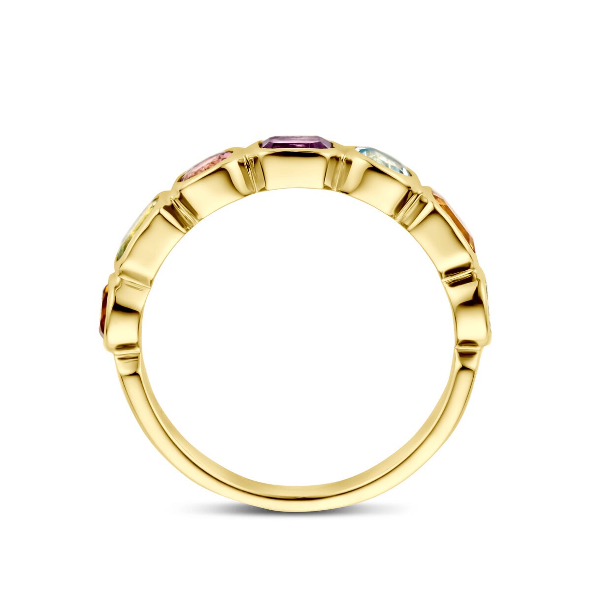 Bague en or pour femme – 14k avec améthyste, topaze, citrine et péridot