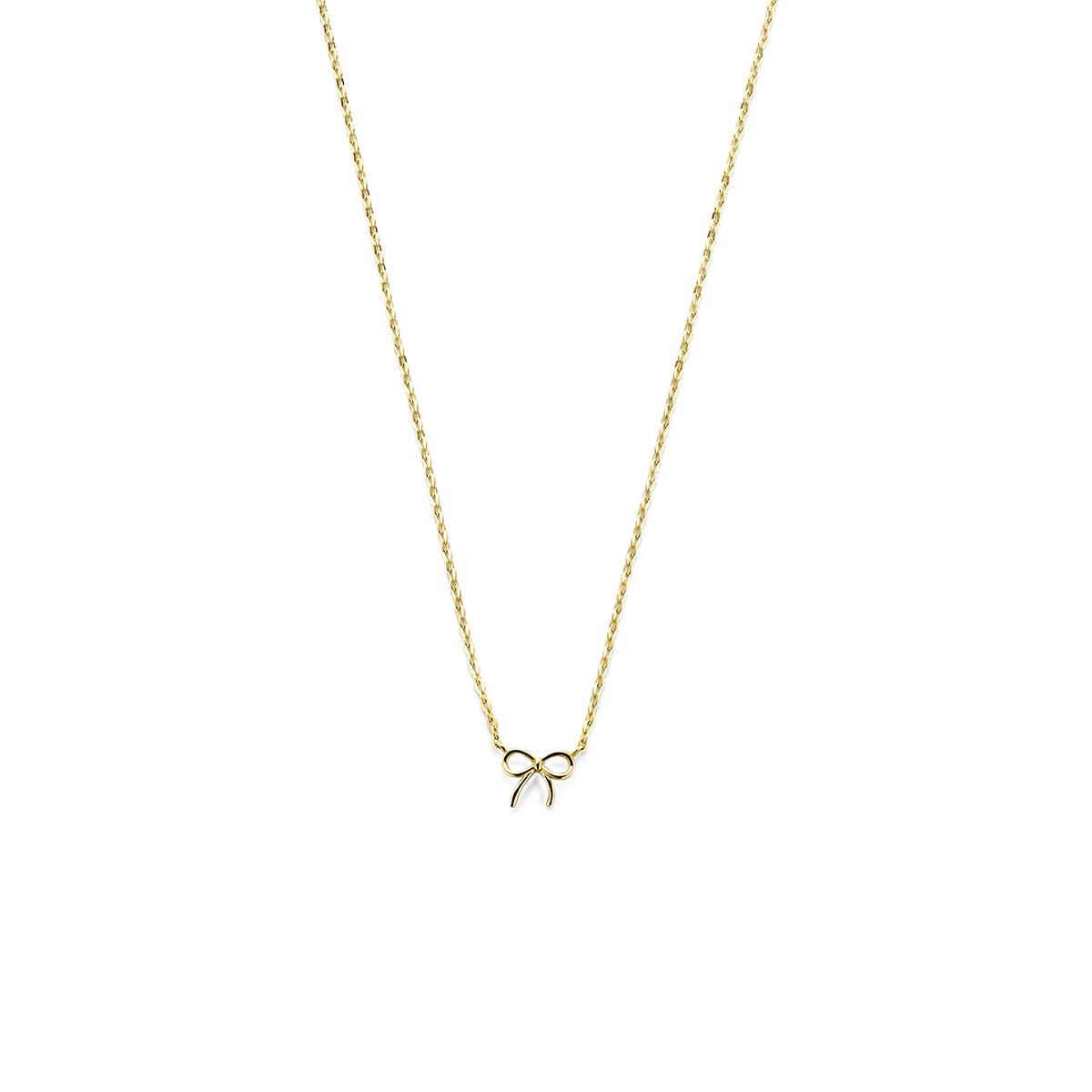 Collier en or jaune 9 carats avec un pendentif en forme de nœud.