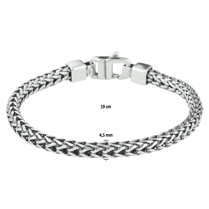 Geoxideerd 925 zilveren heren armband met vossestaartschakel