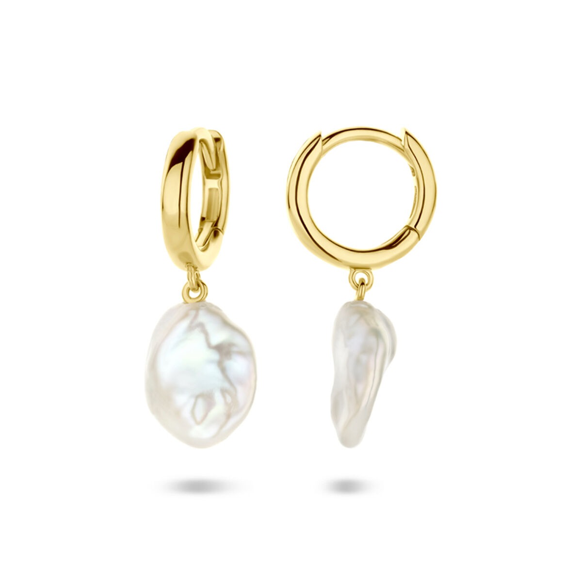 Créoles en argent plaqué or avec perle baroque