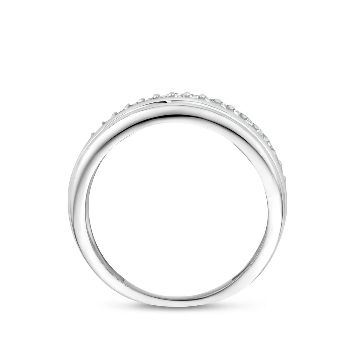Bague en argent rhodié avec pavé de zircones 925
