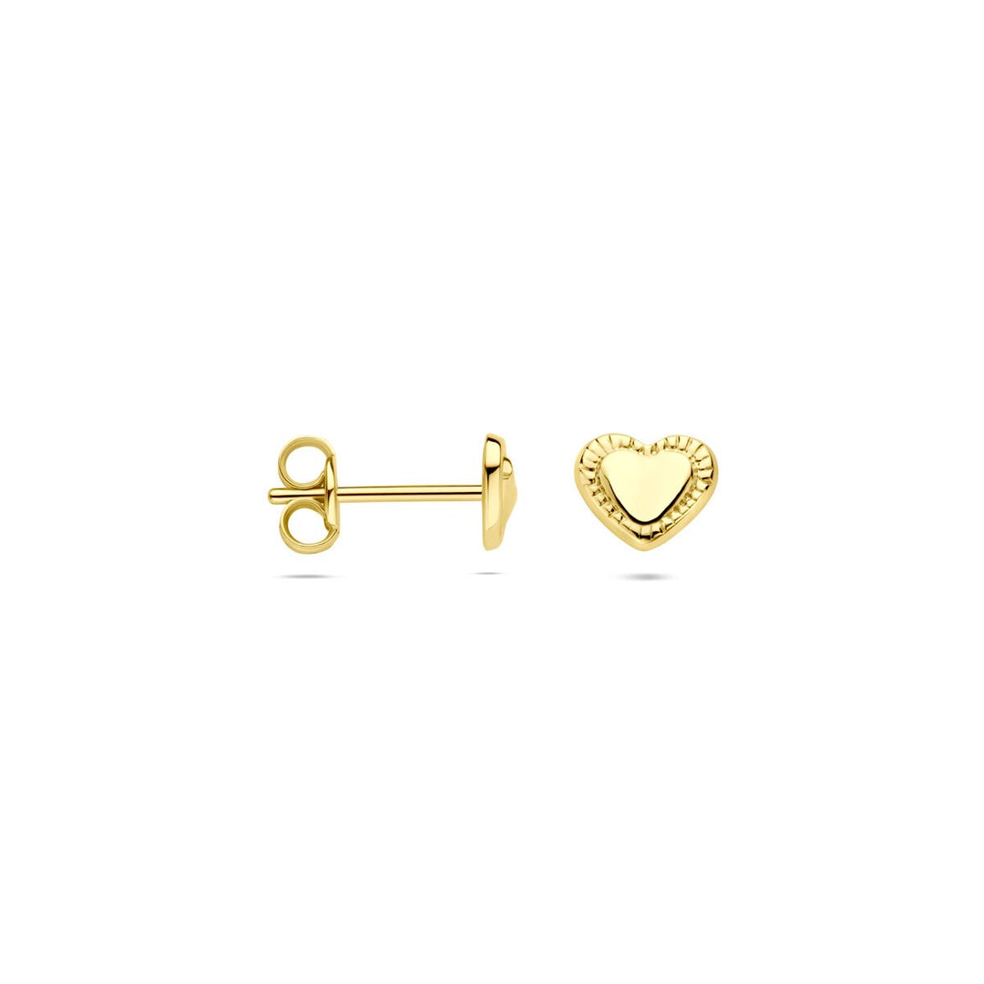 14k Geelgouden oorknoppen in hartvorm 5x5.5mm