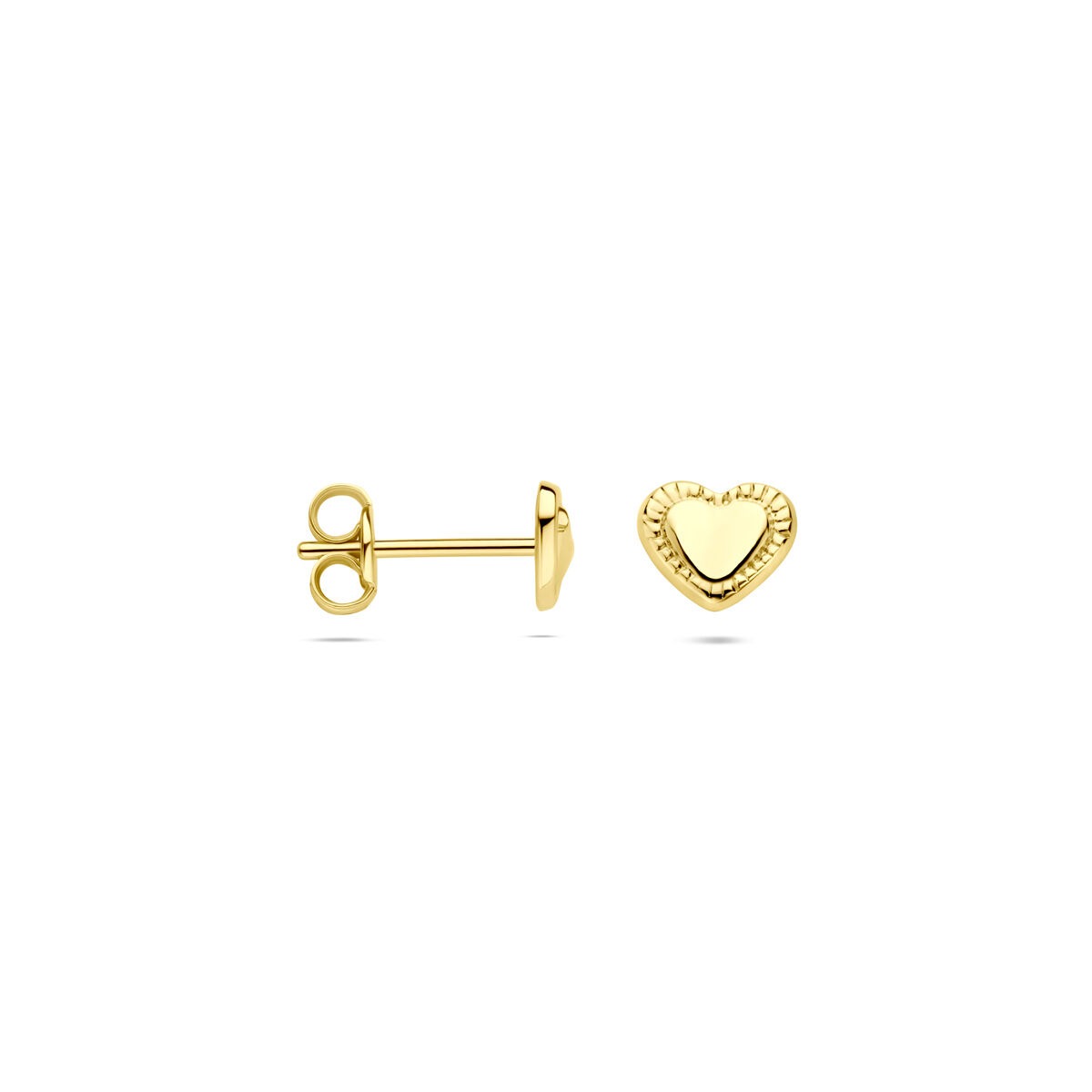 puces d'oreilles en or jaune en forme de cœur 5x5.5mm