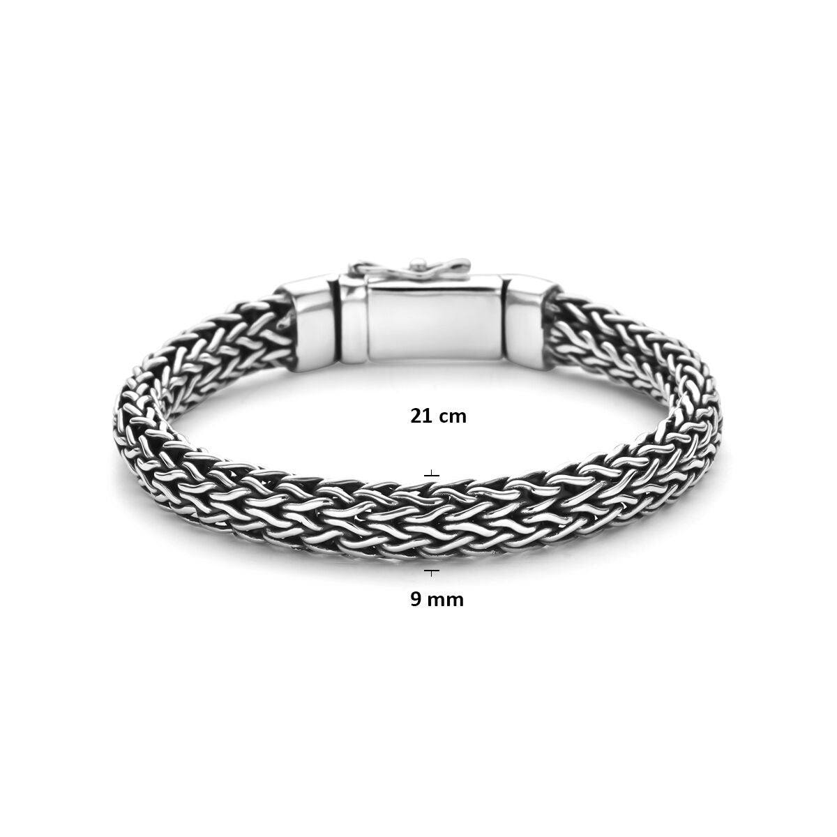 Bracelet en argent 925 oxydé en queue de renard 9 mm
