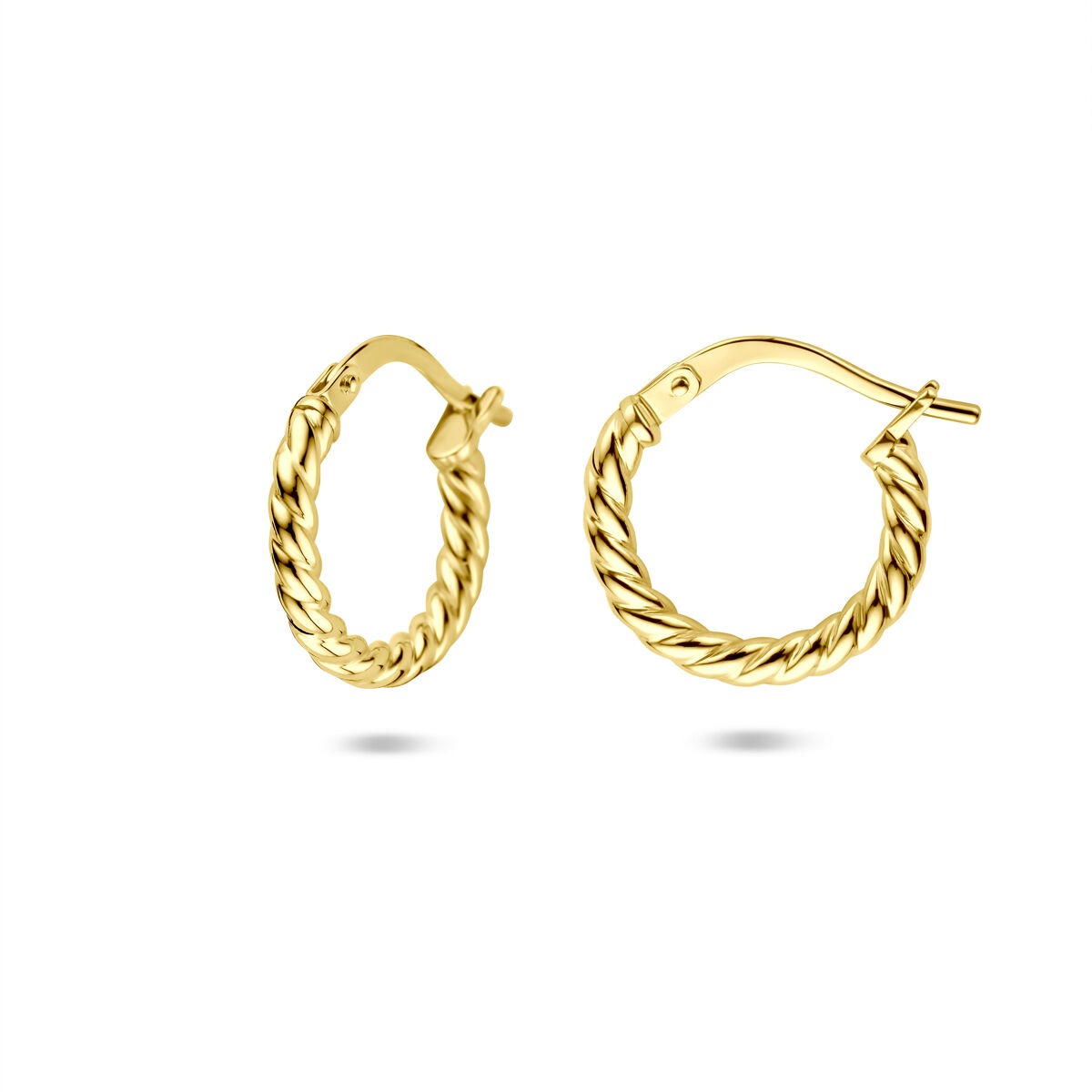 Créoles en or pour femme – fermoir à charnière Silgold torsadé 14k 2mm