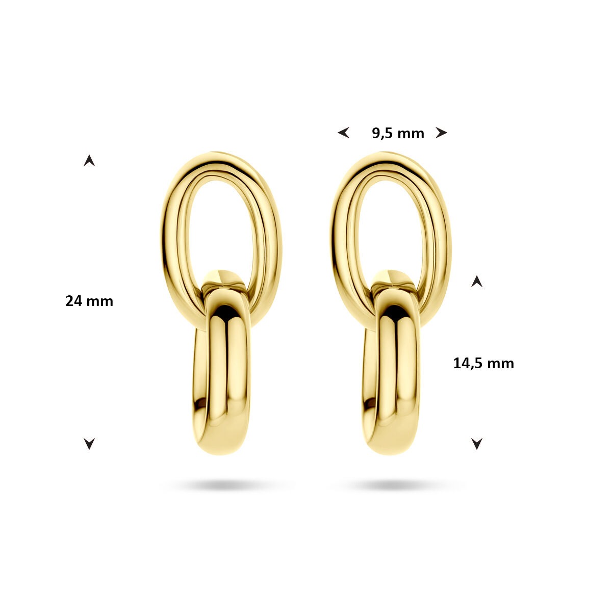 Boucles d'oreilles en or 14k or jaune 24 mm
