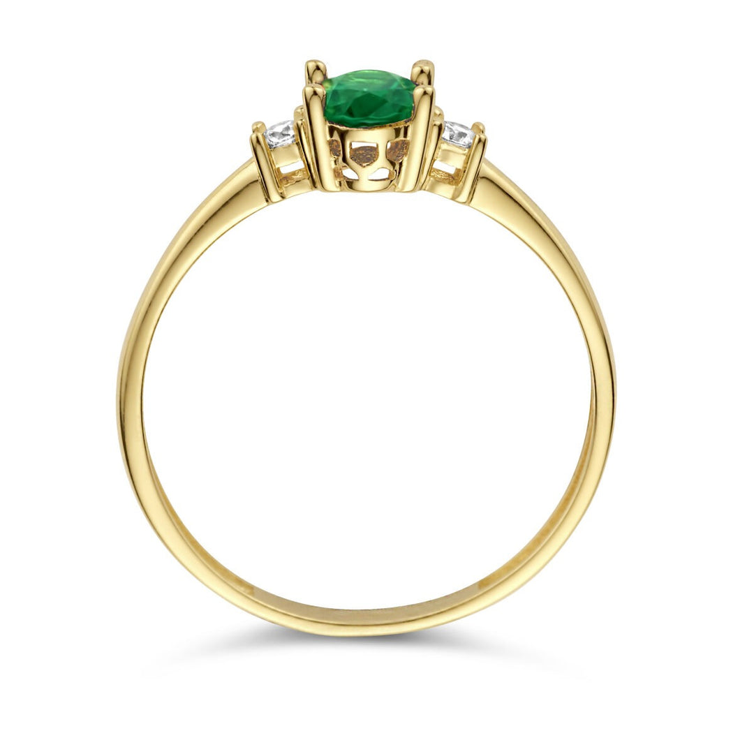 14k geelgouden ring met groene zirkonia – ovaal geslepen