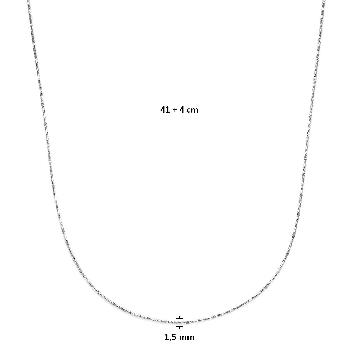 Collier en argent sans pendentif – collier serpent rhodié pour femme 1,5 mm 41 + 4 cm