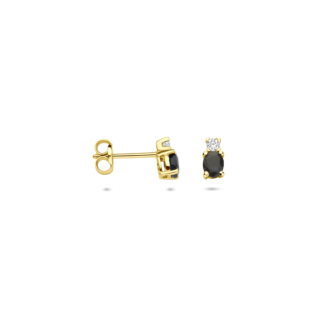 Puces d'oreilles en or jaune 14k avec saphir et zircone